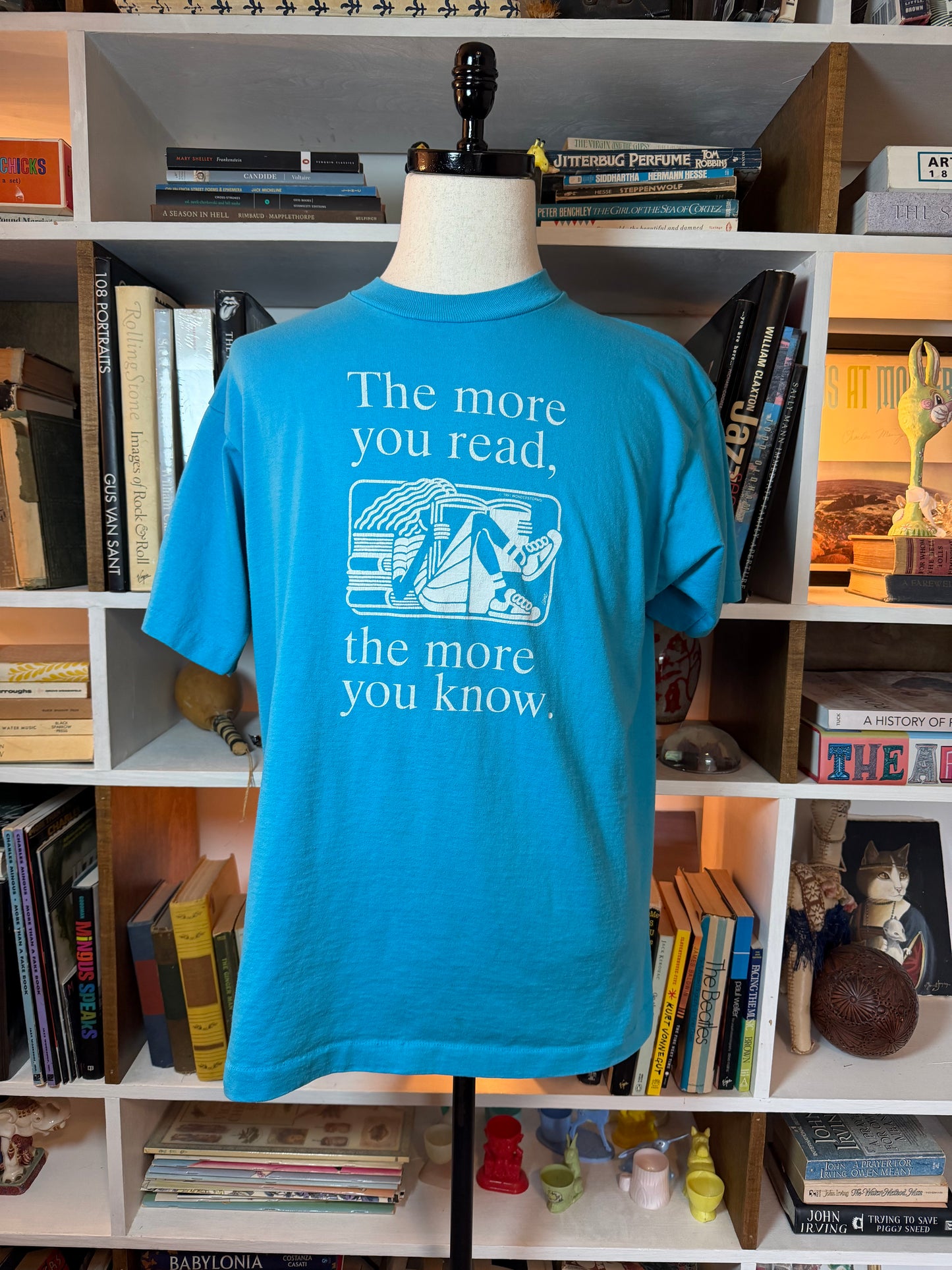 90s "The More You Read" Graphic Tee — Teal, Size XL
