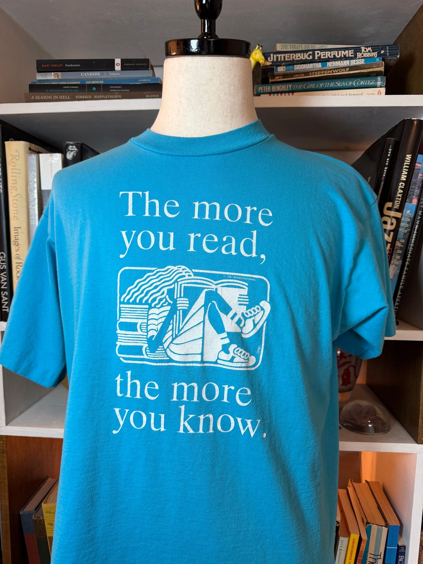 90s "The More You Read" Graphic Tee — Teal, Size XL