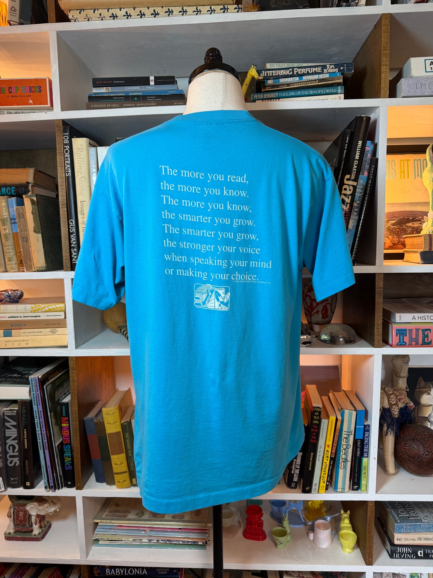 90s "The More You Read" Graphic Tee — Teal, Size XL