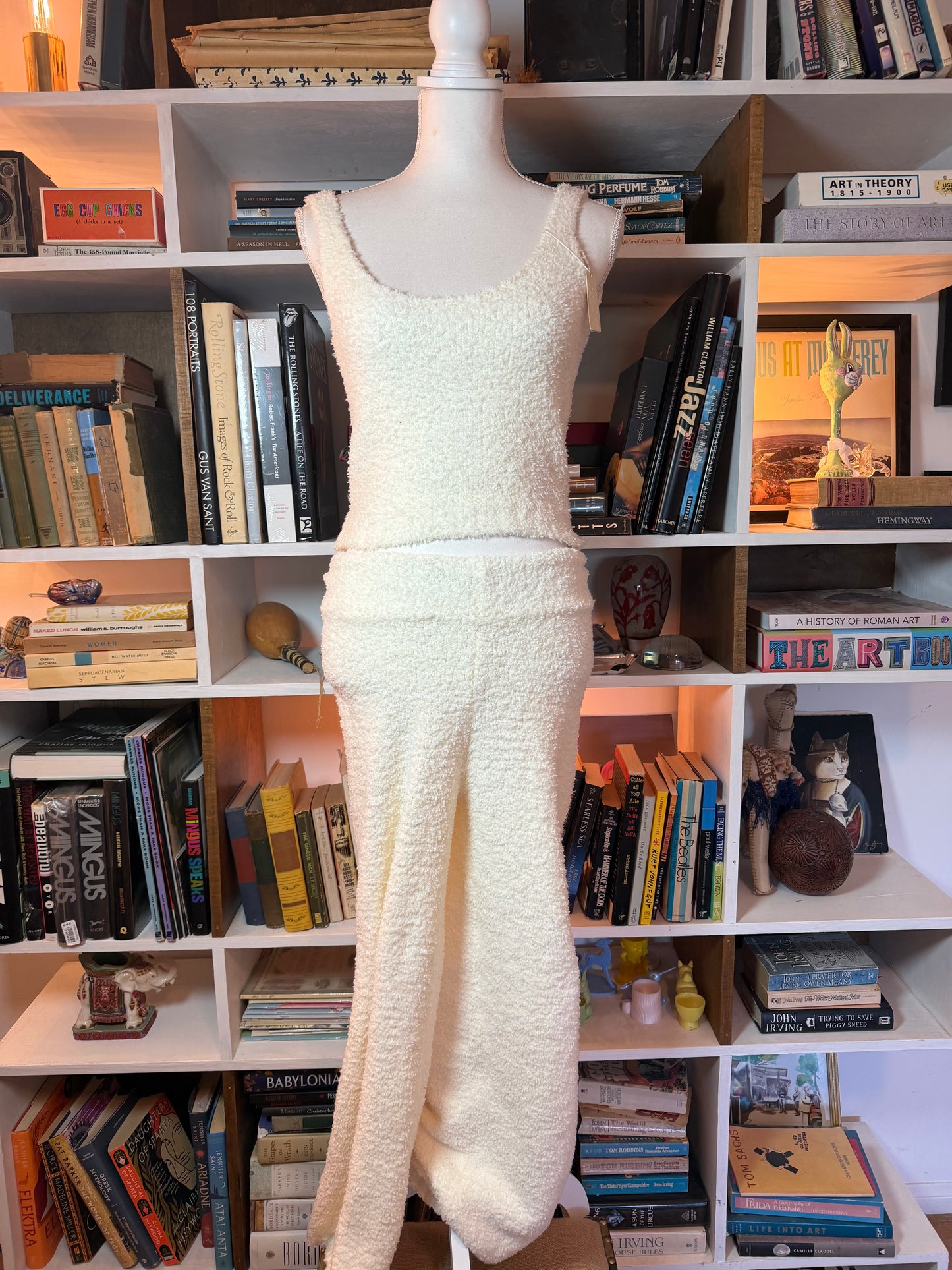 SKIMS Cozy Knit Bouclé Tank & Pants Set — Bone, Size S/M