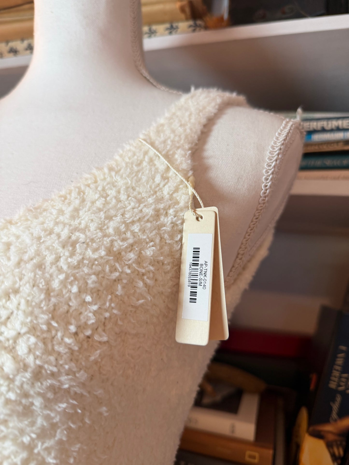 SKIMS Cozy Knit Bouclé Tank & Pants Set — Bone, Size S/M