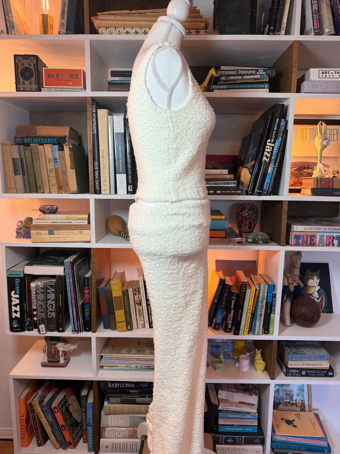 SKIMS Cozy Knit Bouclé Tank & Pants Set — Bone, Size S/M