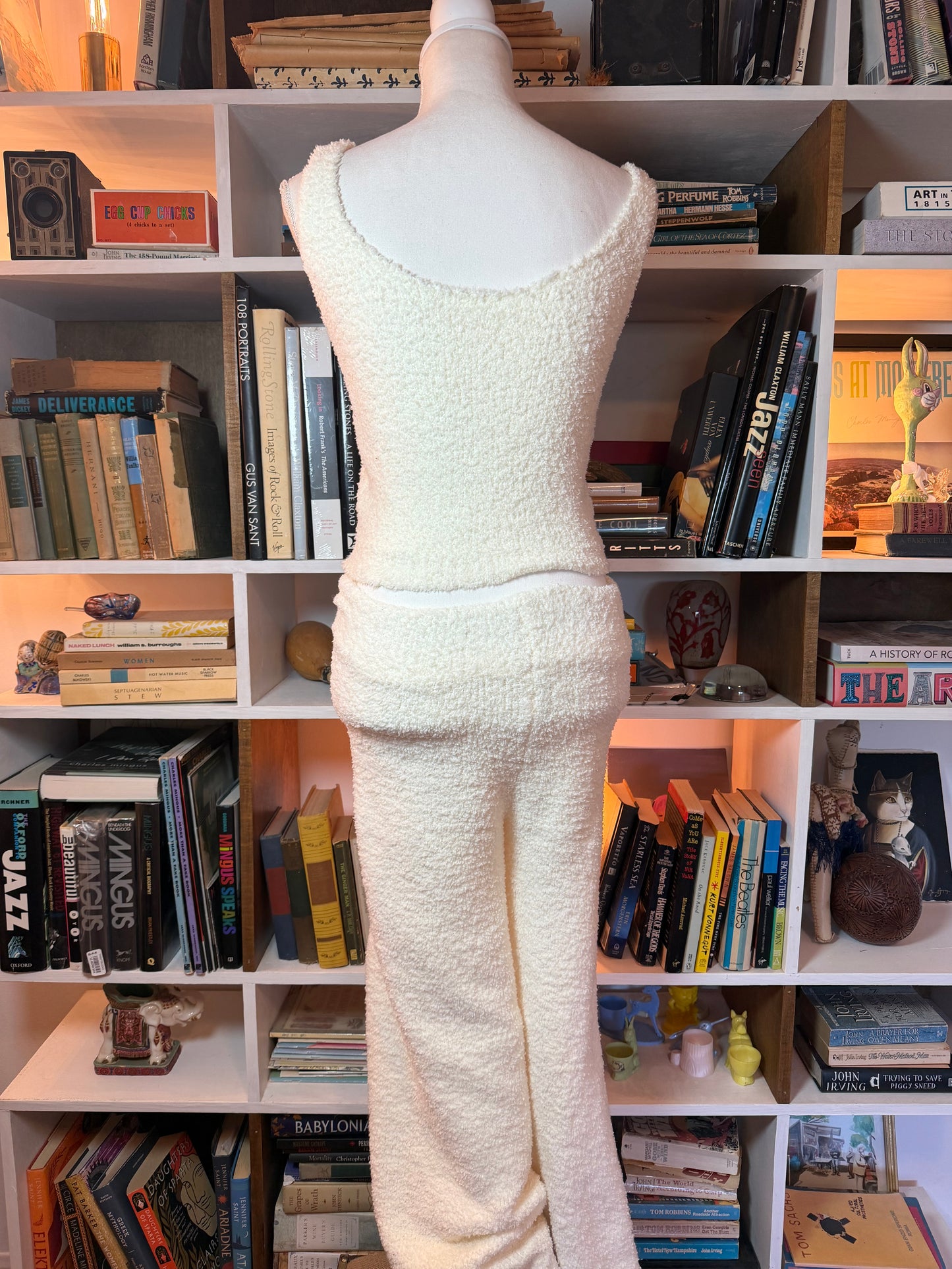SKIMS Cozy Knit Bouclé Tank & Pants Set — Bone, Size S/M