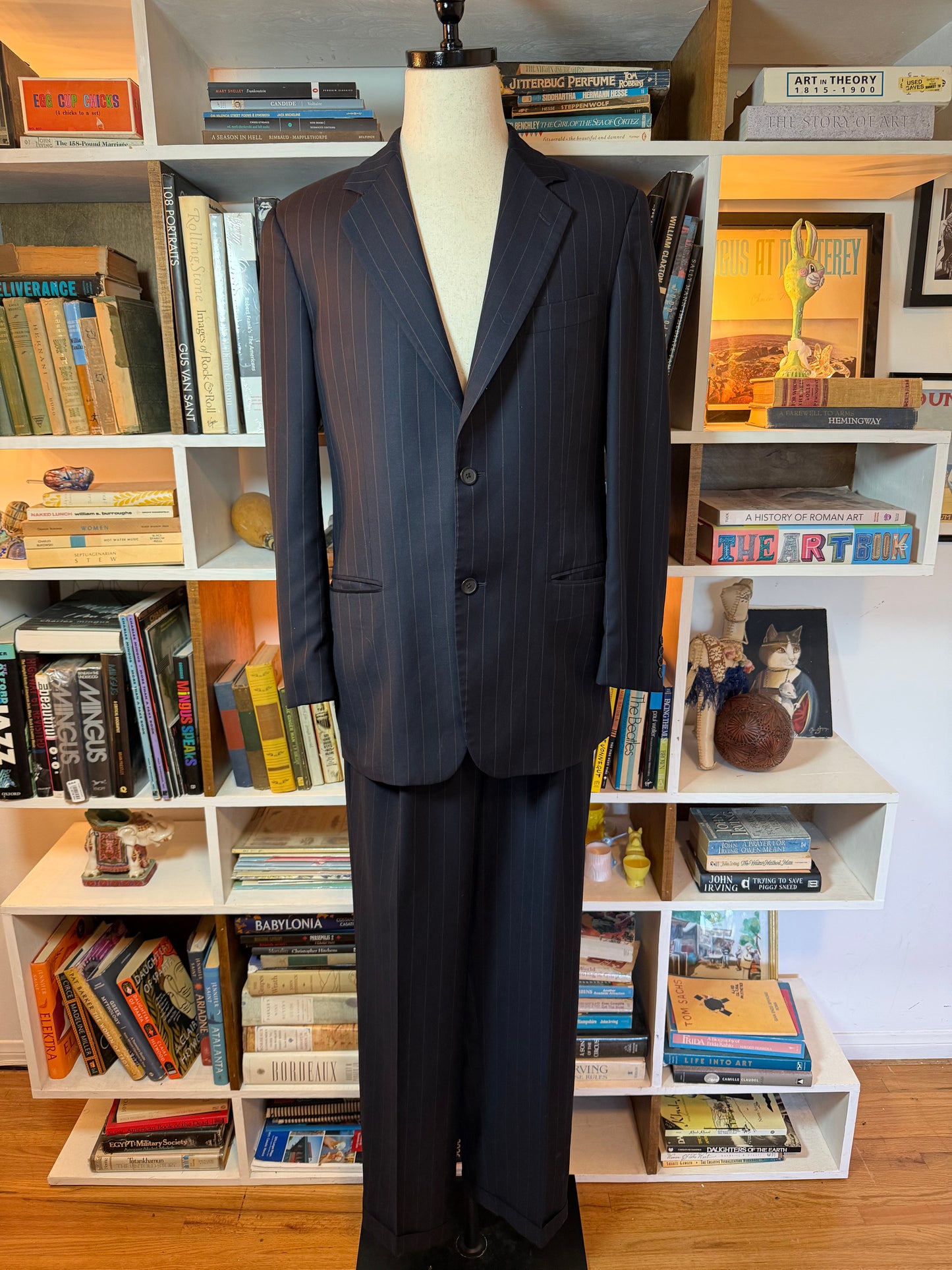 Valentino Uomo Navy Pinstripe Suit — Size 40