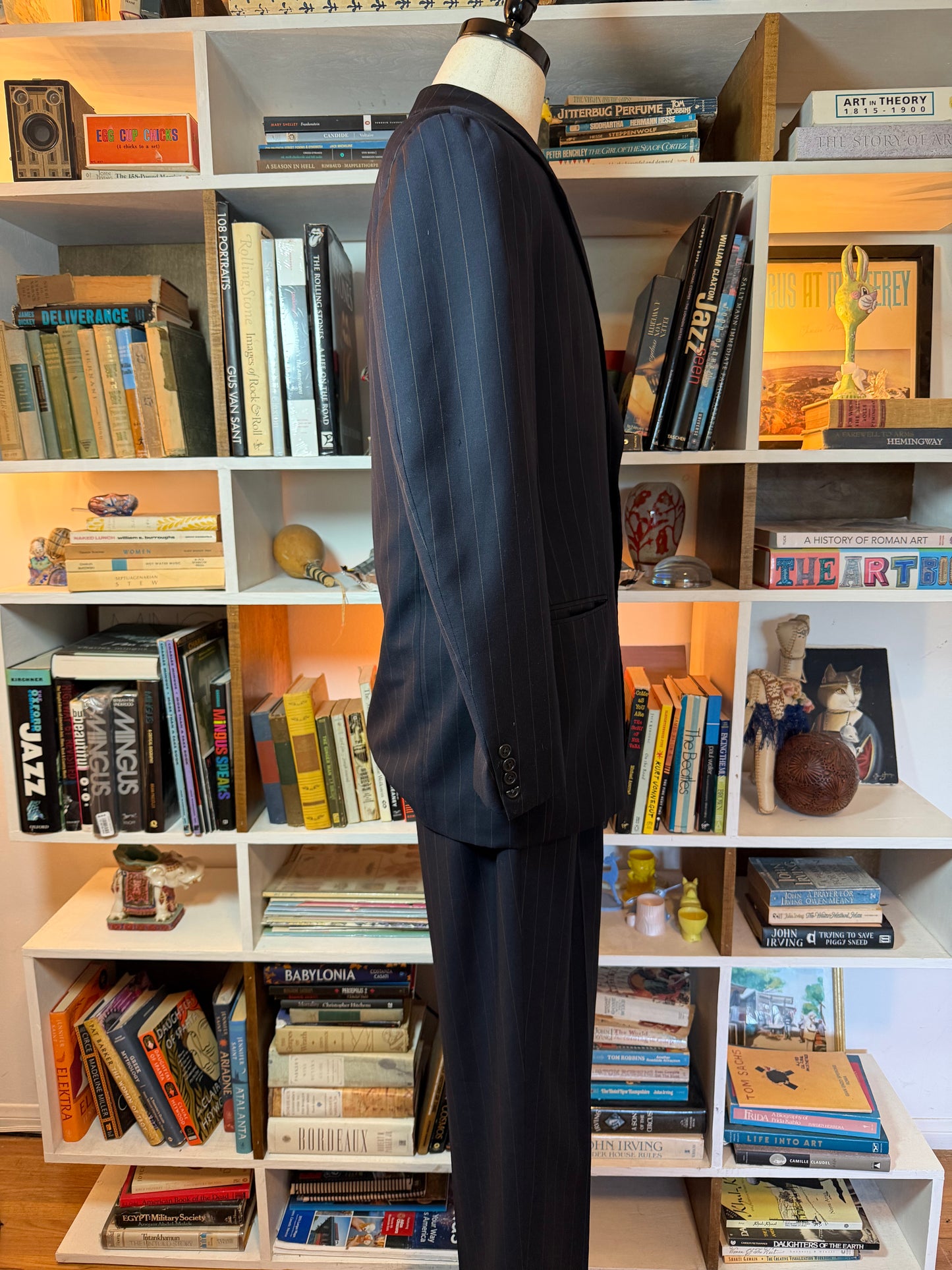 Valentino Uomo Navy Pinstripe Suit — Size 40