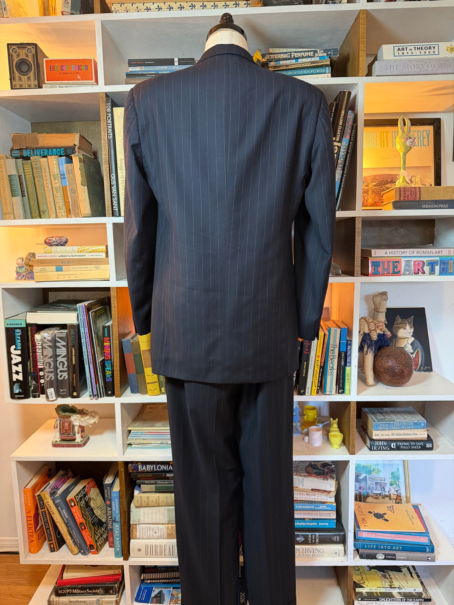 Valentino Uomo Navy Pinstripe Suit — Size 40