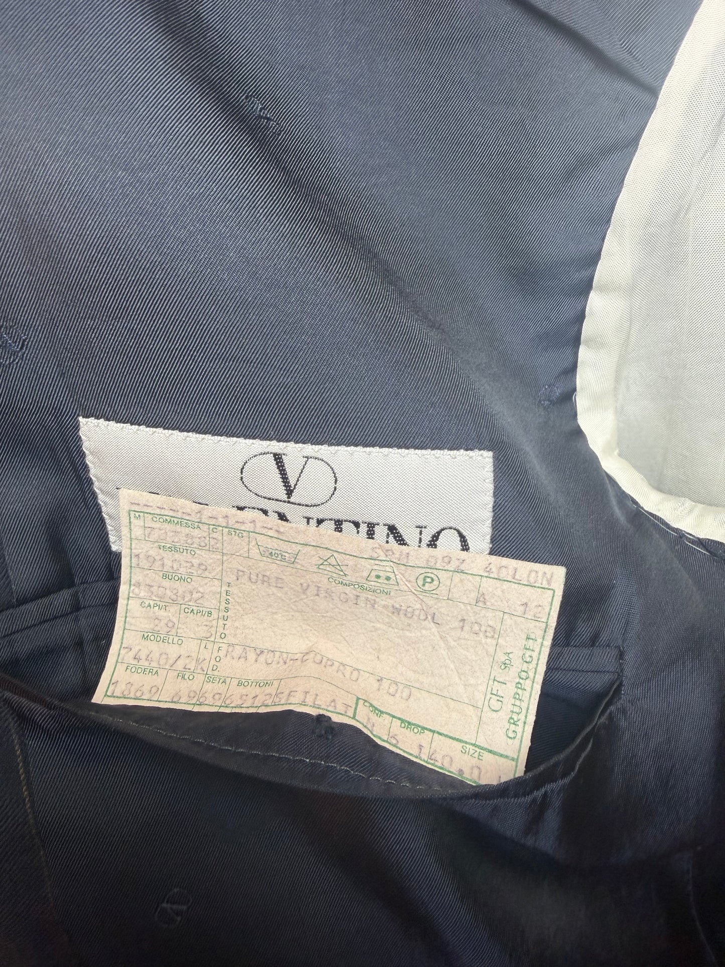 Valentino Uomo Navy Pinstripe Suit — Size 40