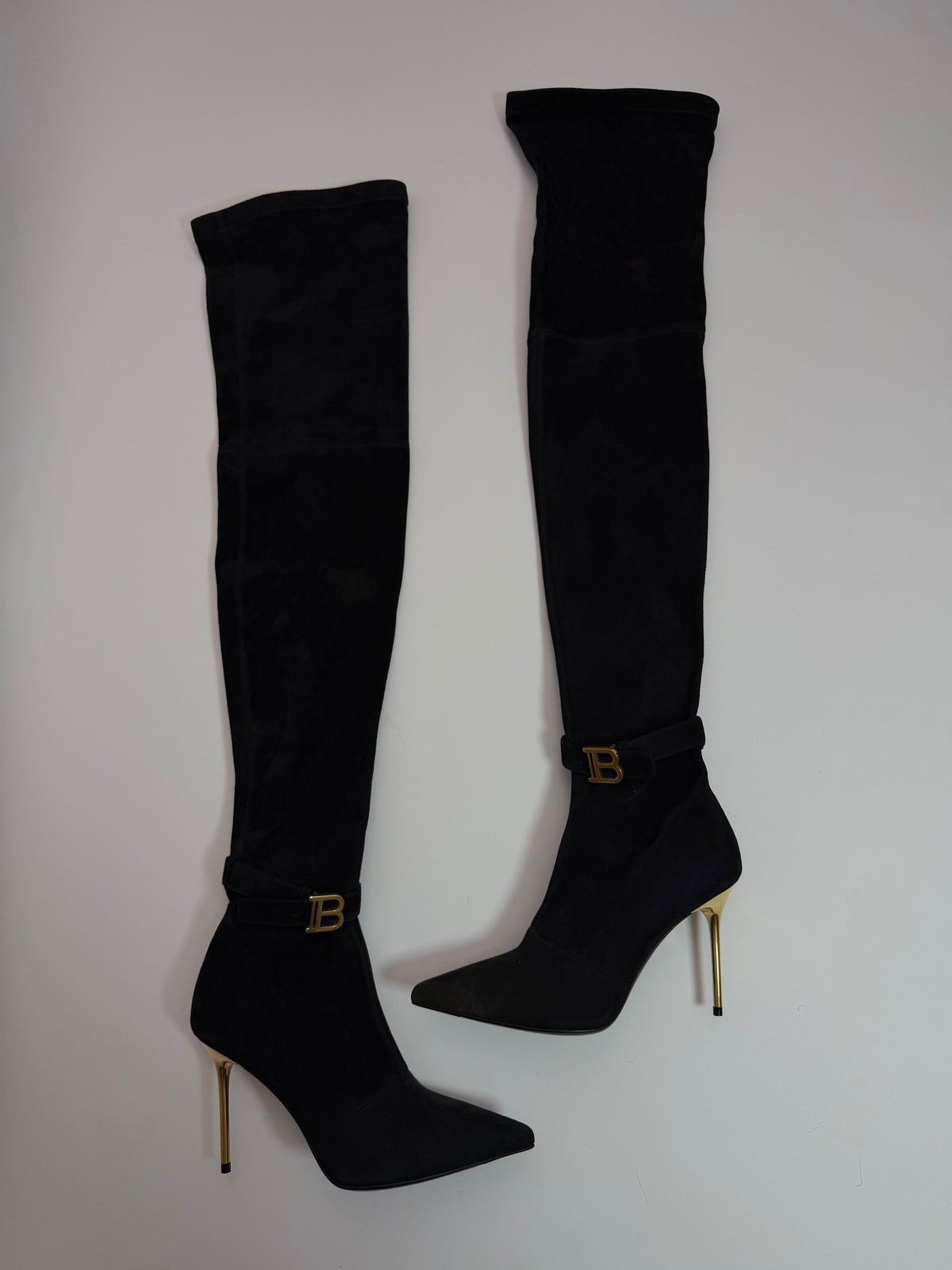 Balmain Raven Stretch Suede Boots 36