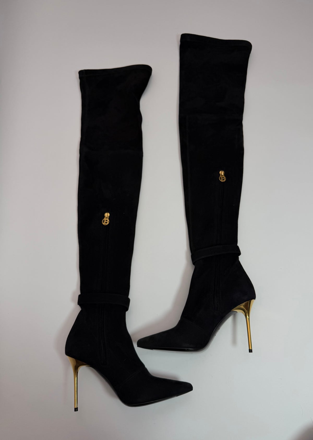 Balmain Raven Stretch Suede Boots 36