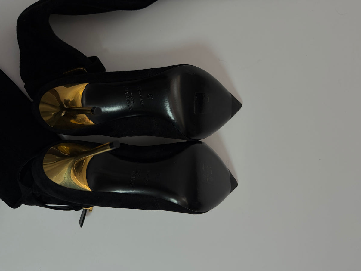 Balmain Raven Stretch Suede Boots 36