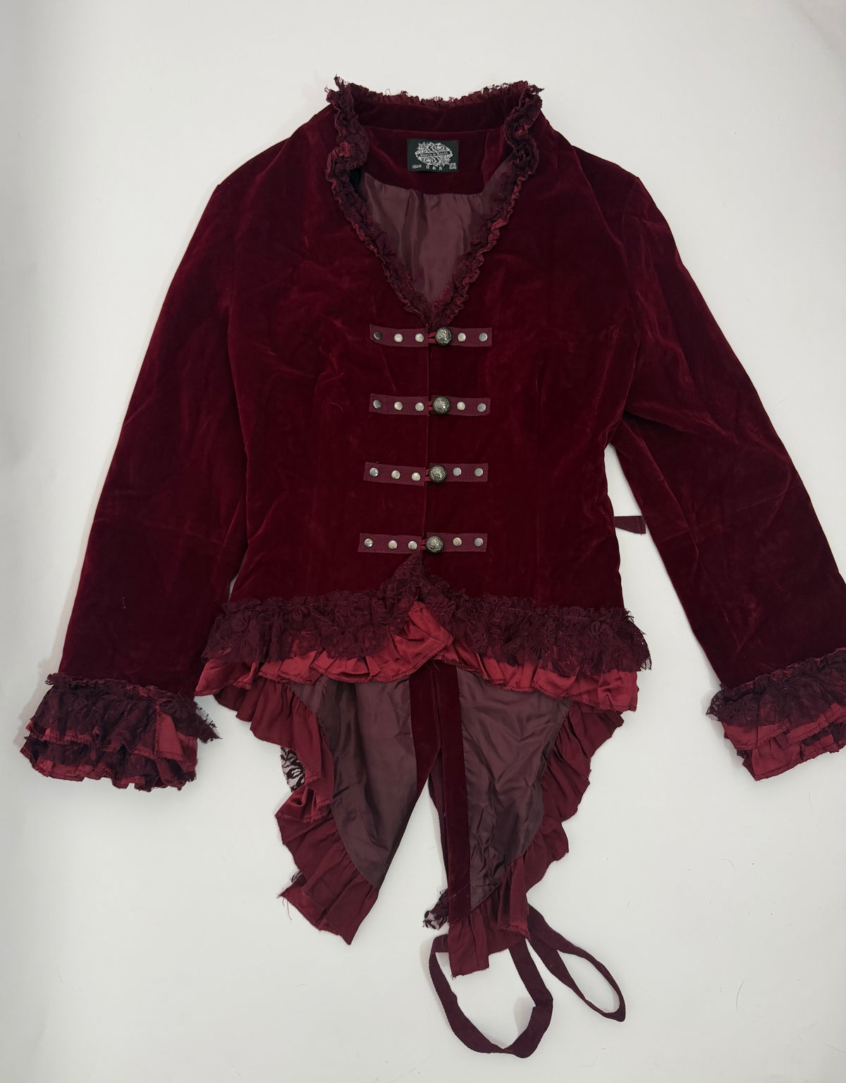 Hearts & Roses Burgundy Velvet Tailcoat Jacket