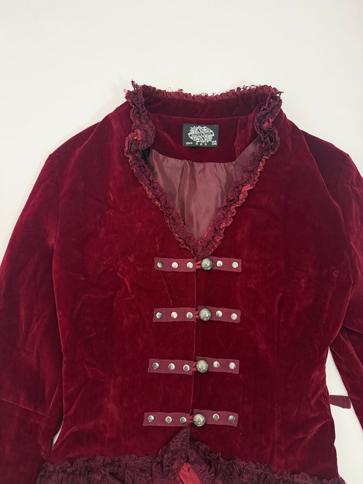 Hearts & Roses Burgundy Velvet Tailcoat Jacket