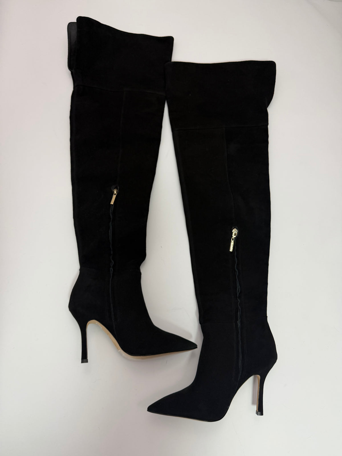 Larroudé Kate Hi Black Suede Boots 6
