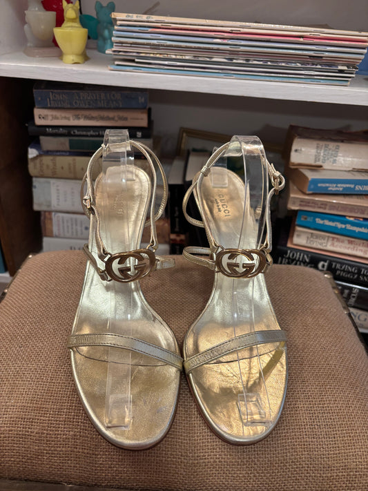 Gucci Gold Sandals 10