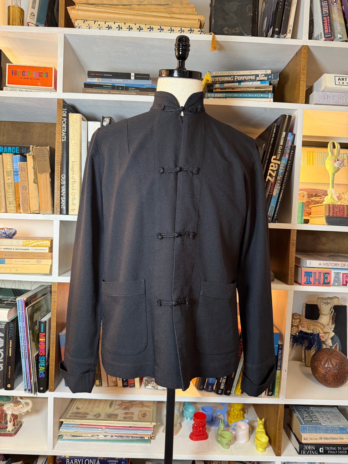 BLACK Comme des Garçons Mandarin Collar Frog Button Jacket