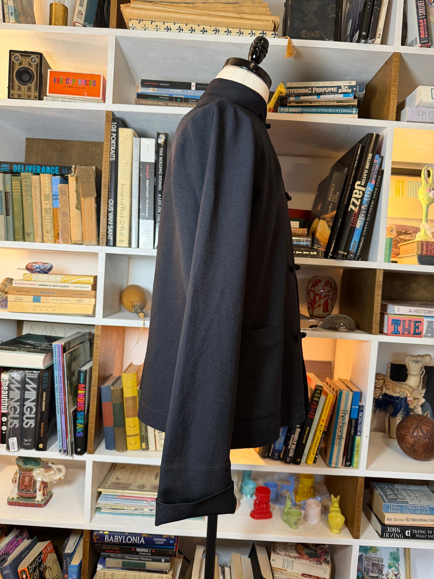 BLACK Comme des Garçons Mandarin Collar Frog Button Jacket