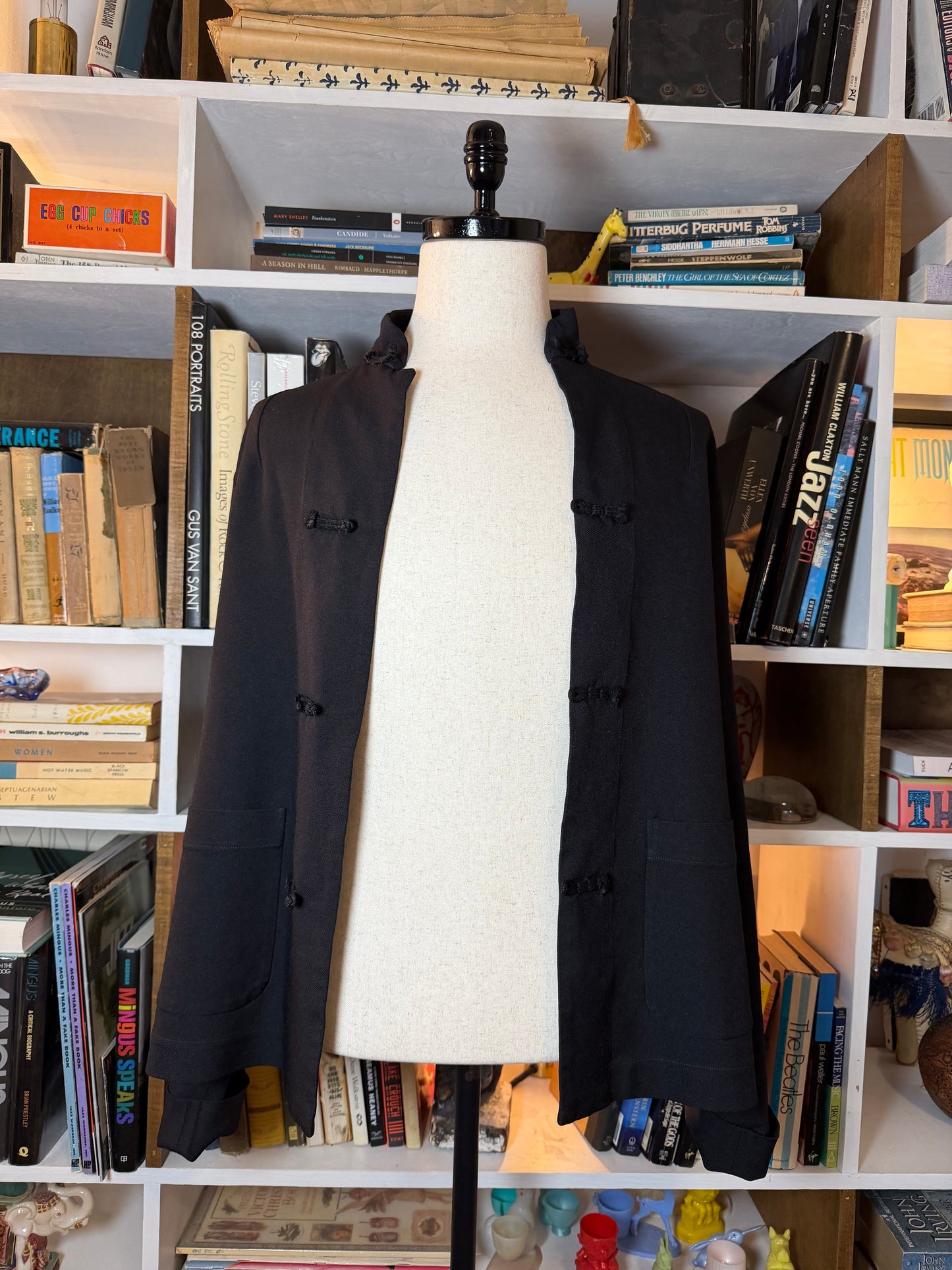 BLACK Comme des Garçons Mandarin Collar Frog Button Jacket