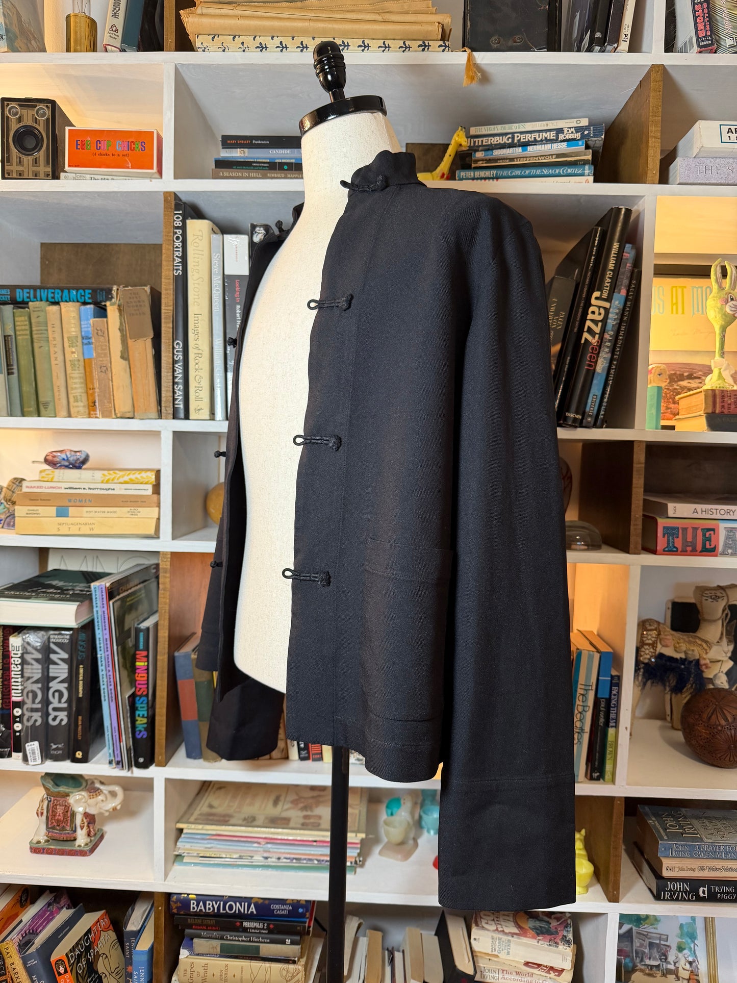 BLACK Comme des Garçons Mandarin Collar Frog Button Jacket
