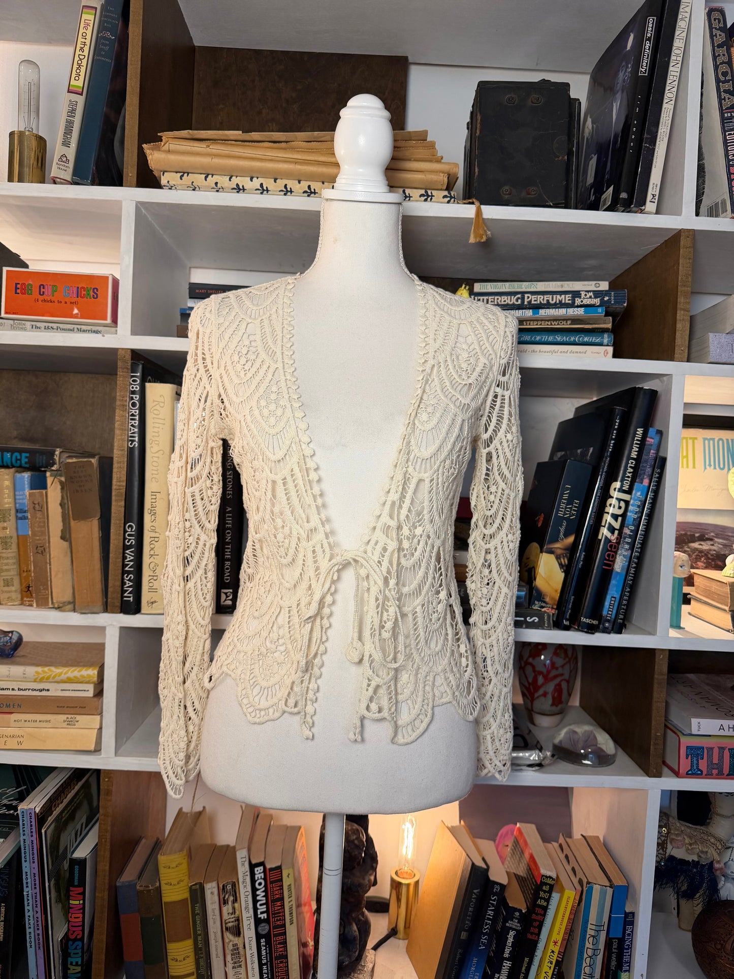 Lace tie front top
