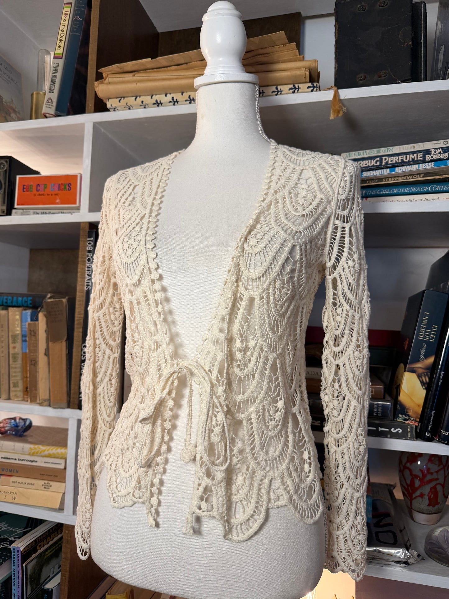 Lace tie front top