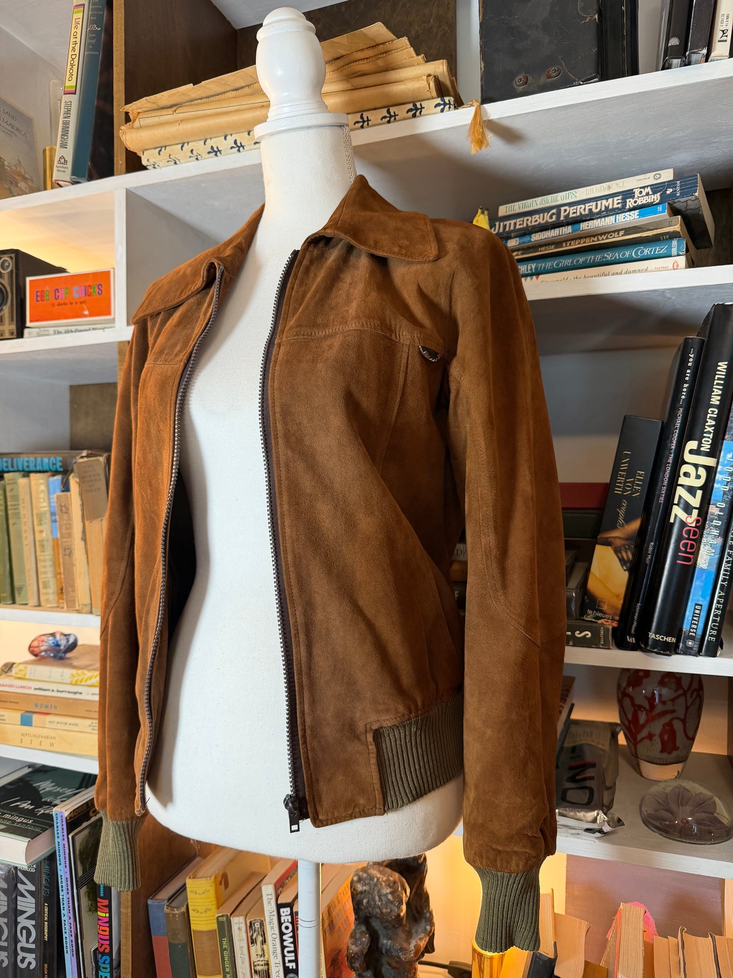 Suede vintage bomber jacket