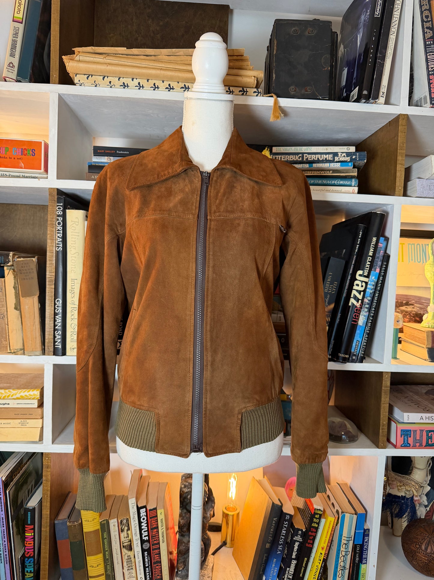 Suede vintage bomber jacket