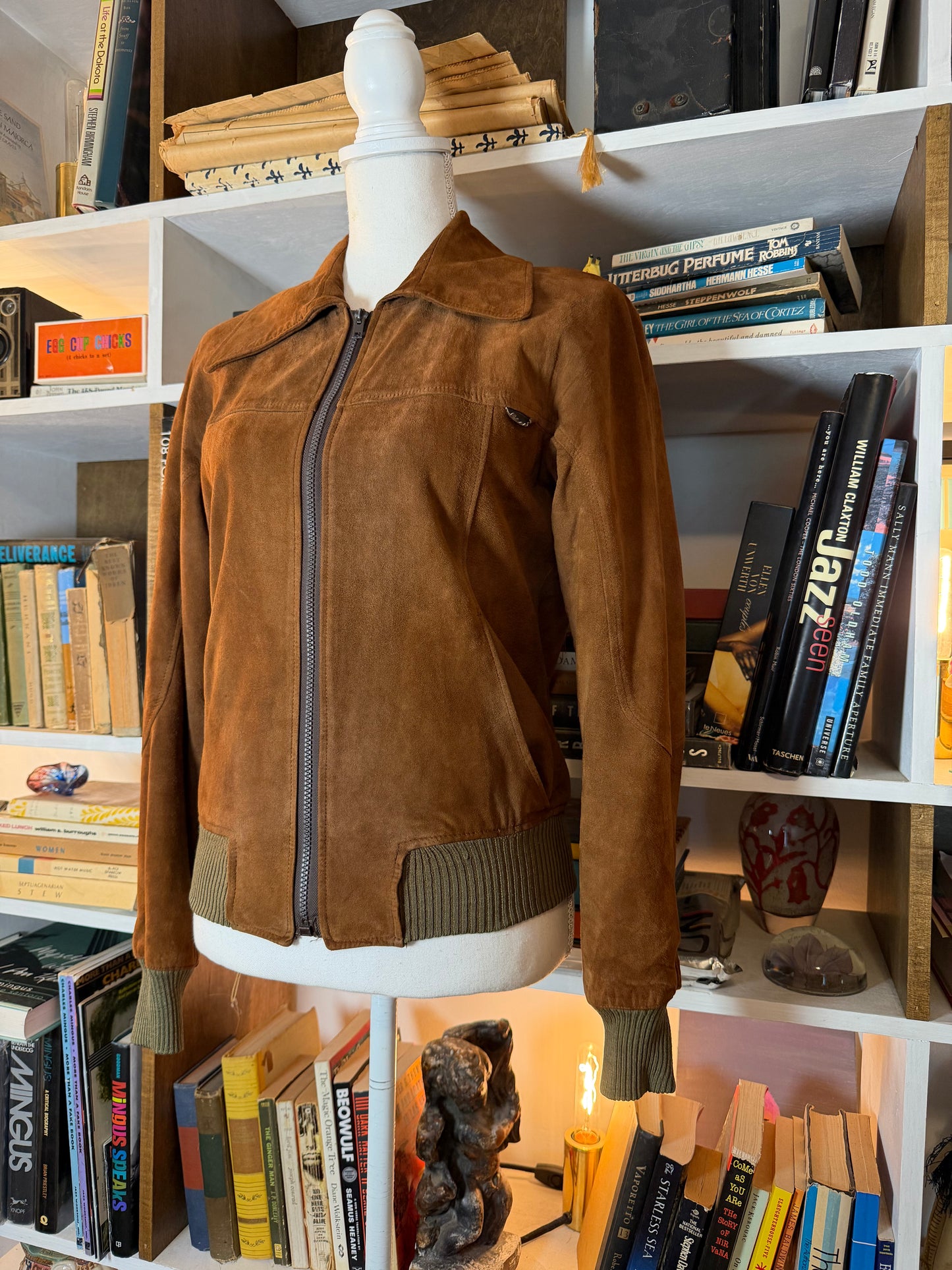 Suede vintage bomber jacket